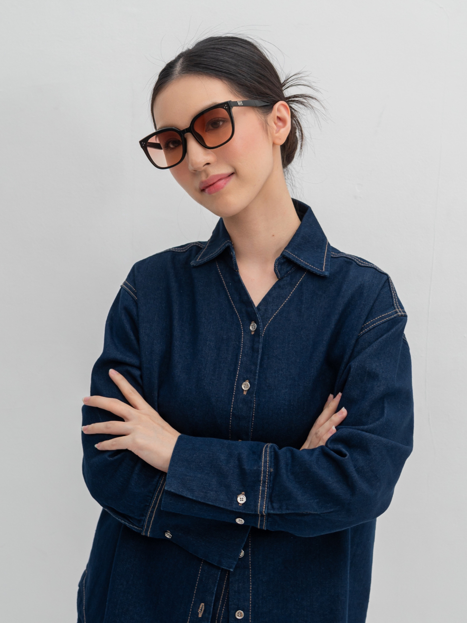 ANKARA Eyewear - NUEVE Amberose Black Acetate Square Sunglasses