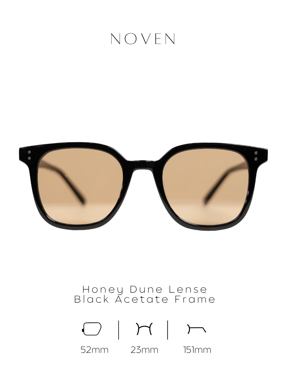 ANKARA Eyewear - NOVEN Honey Dune Lens with Black Square Acetate Frame Sunglasses