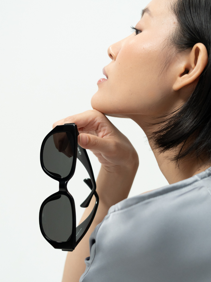 ANKARA Eyewear - NYVOR Black Lens with Black Acetate Square Sunglasses