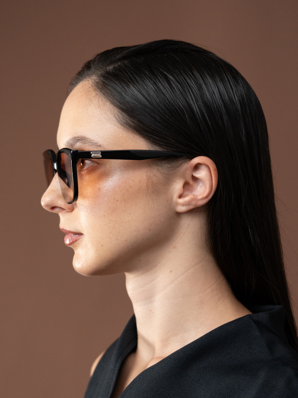 ANKARA Eyewear - NUEVE Amberose Black Acetate Square Sunglasses