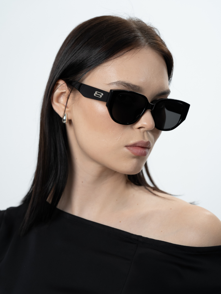 ANKARA Eyewear - NYVOR Black Lens with Black Acetate Square Sunglasses