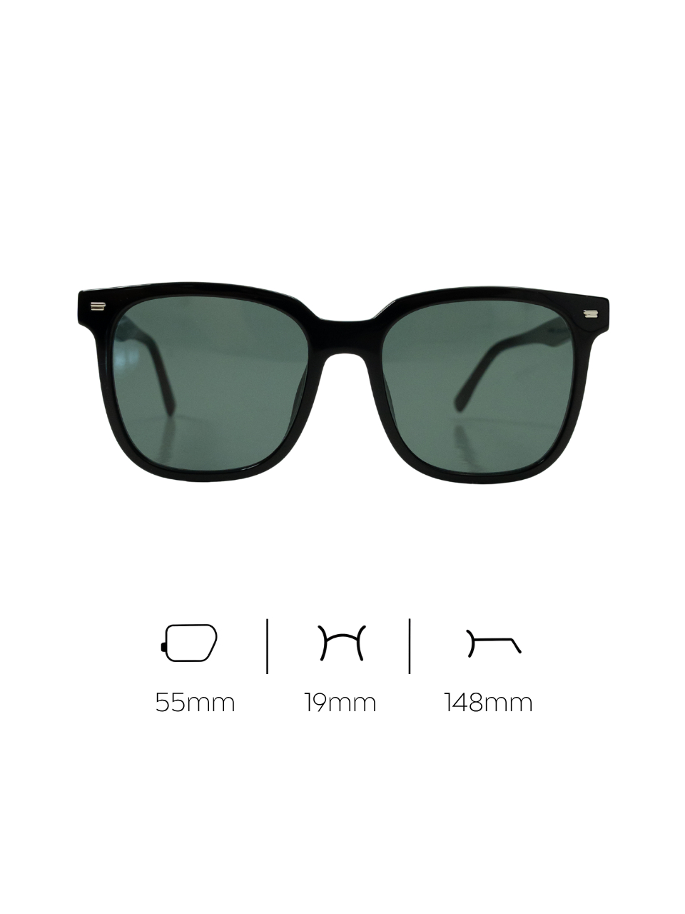 ANKARA Eyewear - ZORIN Moss Green Lens with Black Acetate Square Sunglasses