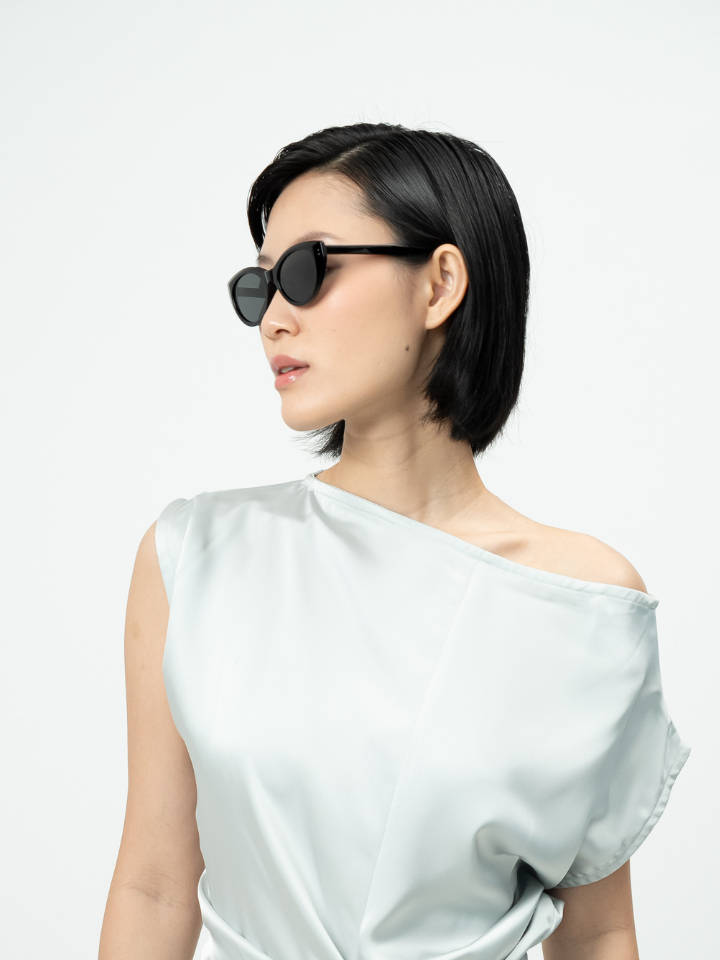 ANKARA Eyewear - SILVA Black Lens with Black Acetate Cat-eye Sunglasses