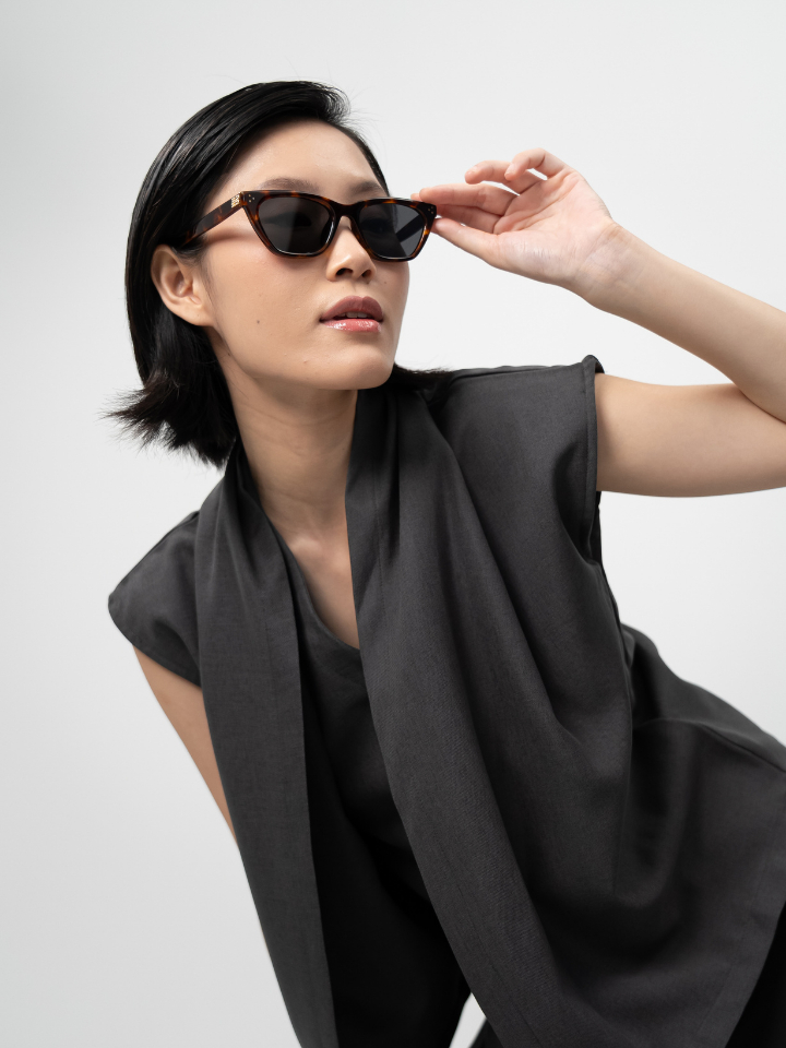 ANKARA Eyewear - AMORA Black Lens with Orange Tortoise Square Sunglasses