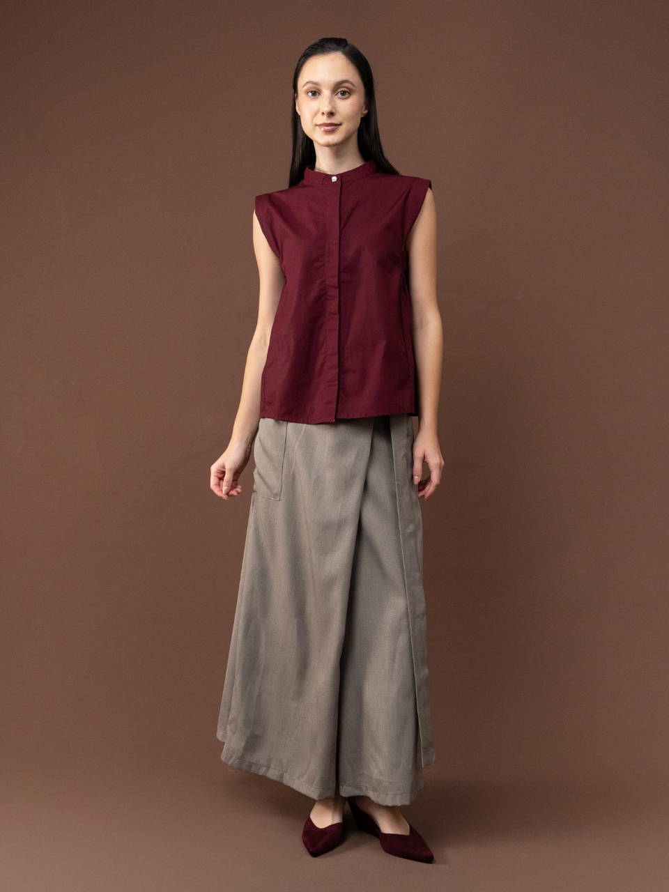 ANKARA- Kin Mandarin Collar Sleeveless Shirt