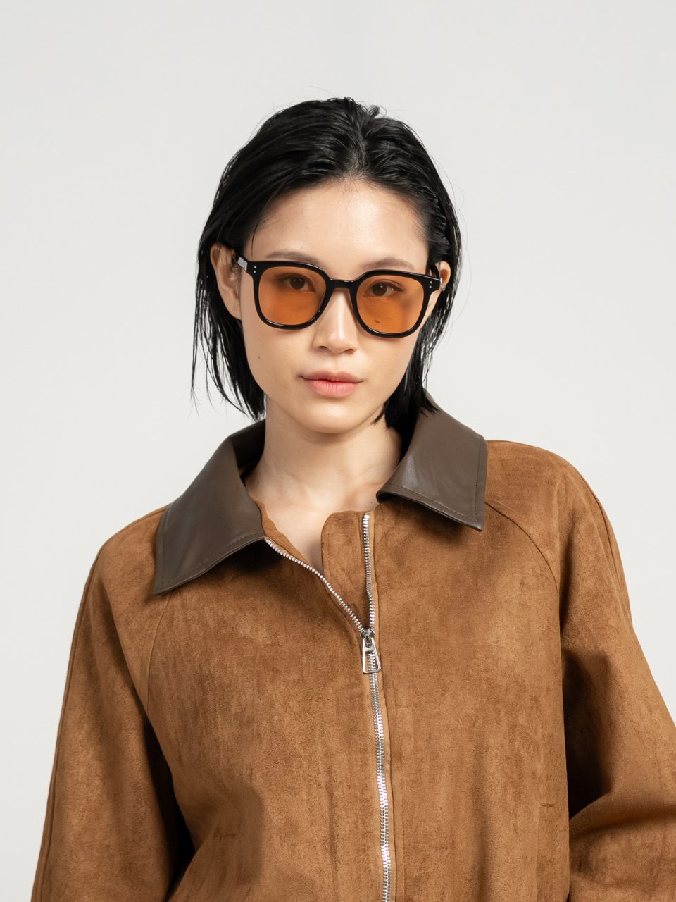 ANKARA Eyewear - NOVEN Honey Dune Lens with Black Square Acetate Frame Sunglasses