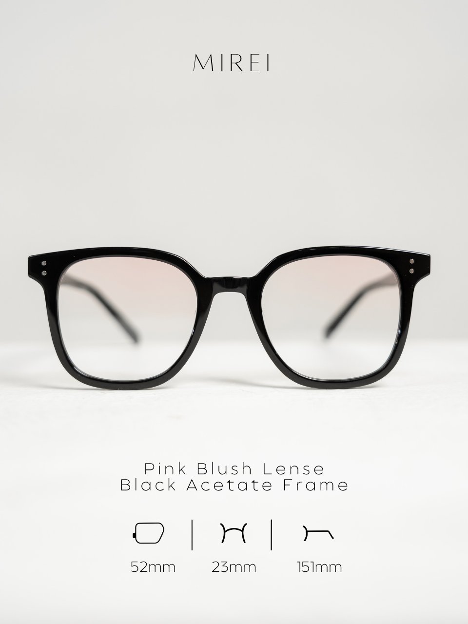 ANKARA Eyewear - MIREI Pink Blush Lens with Black Square Acetate Frame Sunglasses
