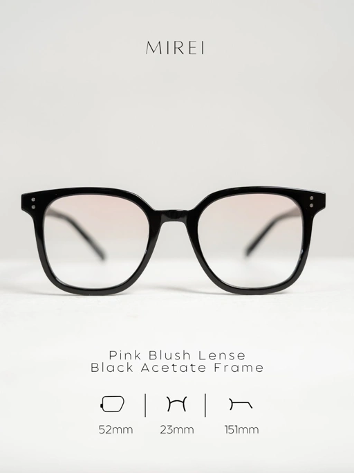 ANKARA Eyewear - MIREI Pink Blush Lens with Black Square Acetate Frame Sunglasses