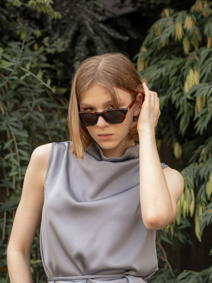 ANKARA Eyewear - AMORA Black Lens with Orange Tortoise Square Sunglasses