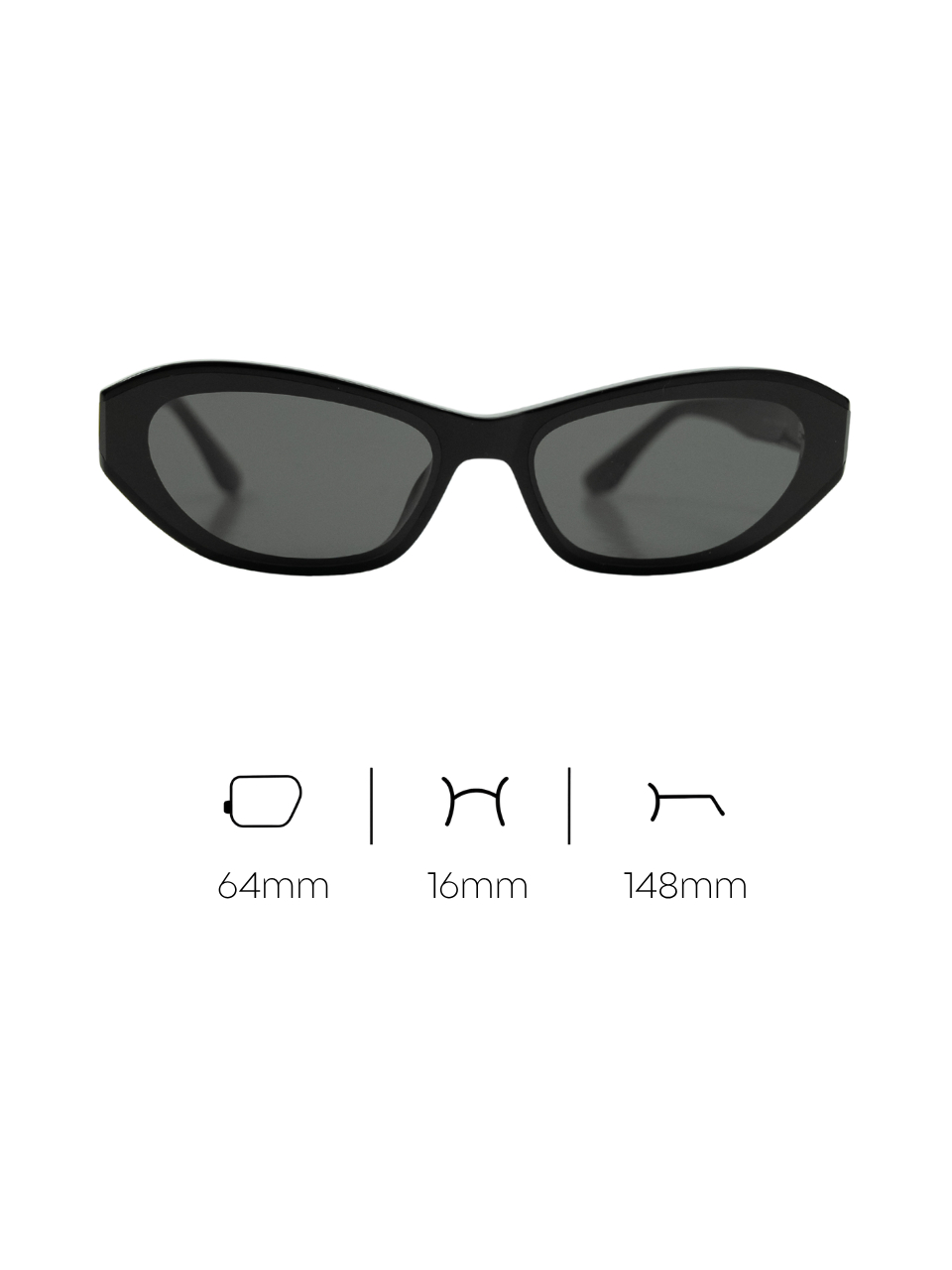 ANKARA Eyewear - NORIN Black Lens with Black Acetate Cat-eye Sunglasses