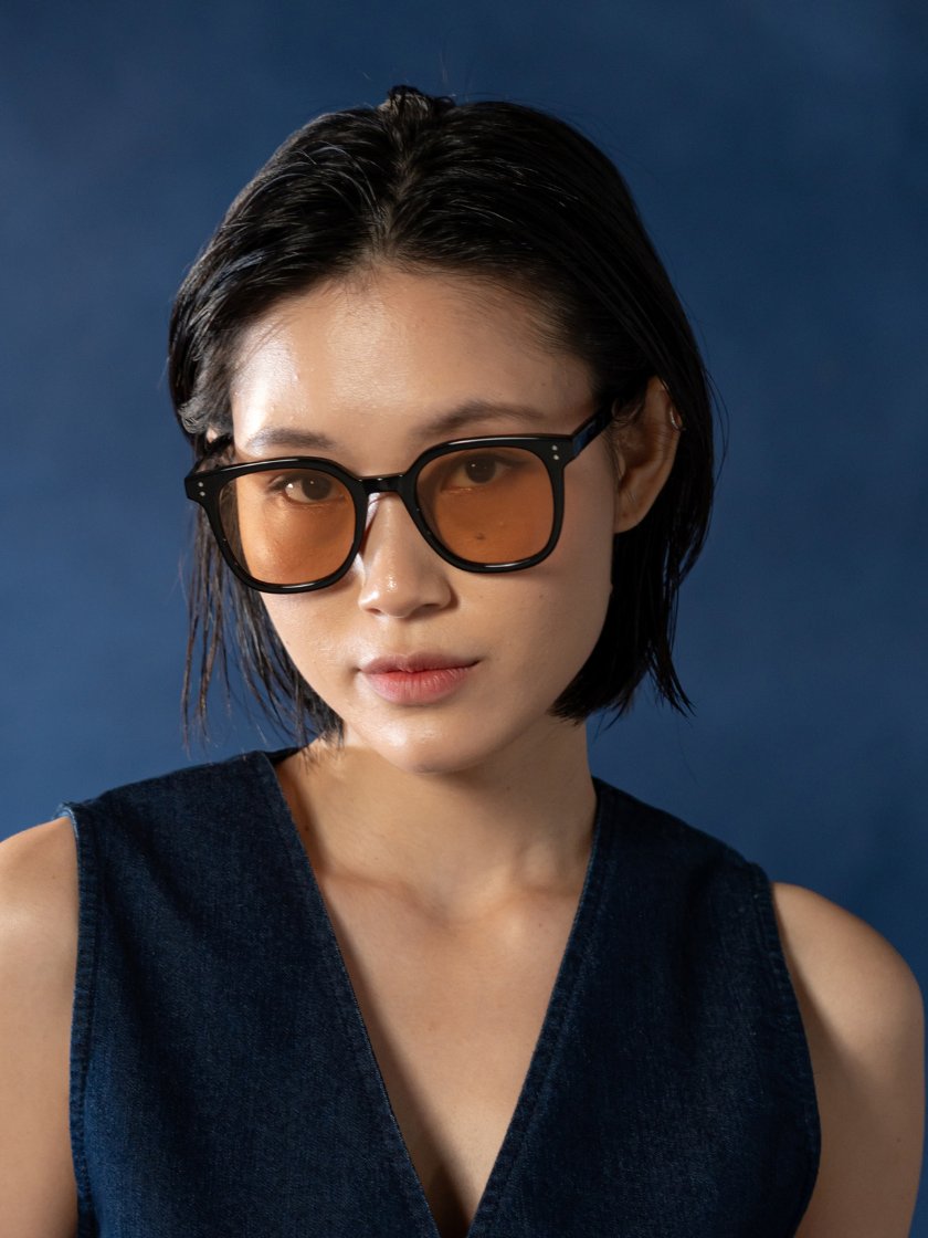 ANKARA Eyewear - NOVEN Honey Dune Lens with Black Square Acetate Frame Sunglasses
