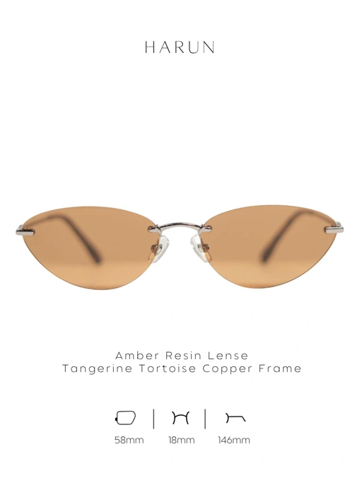 ANKARA Eyewear - HARUN Amber Resin Lens with Tangerine Tortoise Cat-eye Copper Frame Sunglasses