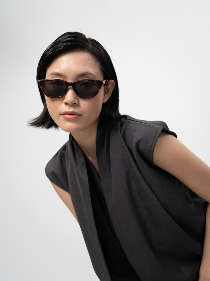 ANKARA Eyewear - AMORA Black Lens with Orange Tortoise Square Sunglasses