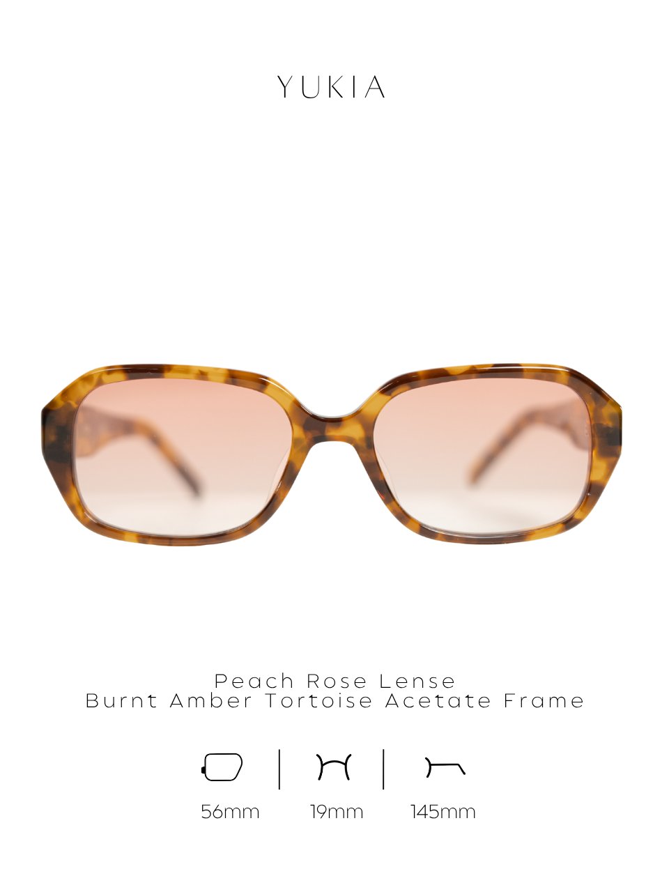 ANKARA Eyewear - YUKIA Peach Rose Lens with Burnt Amber Tortoise Acetate Frame Sunglasses