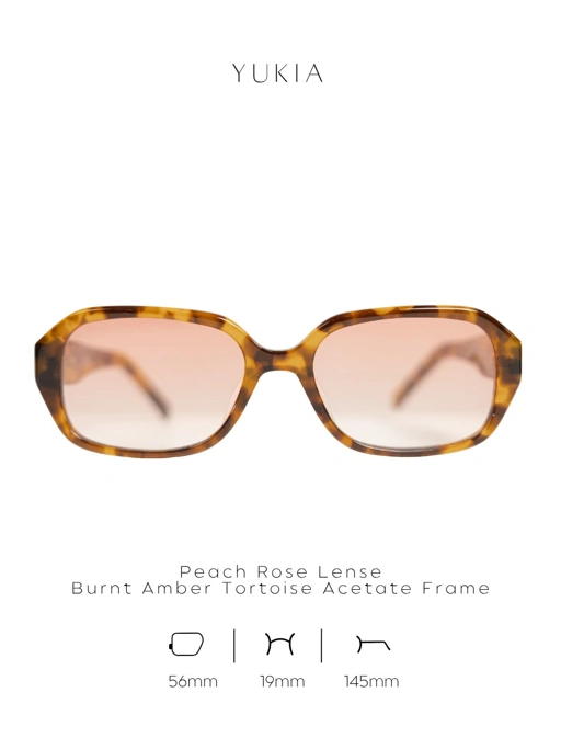 ANKARA Eyewear - YUKIA Peach Rose Lens with Burnt Amber Tortoise Acetate Frame Sunglasses