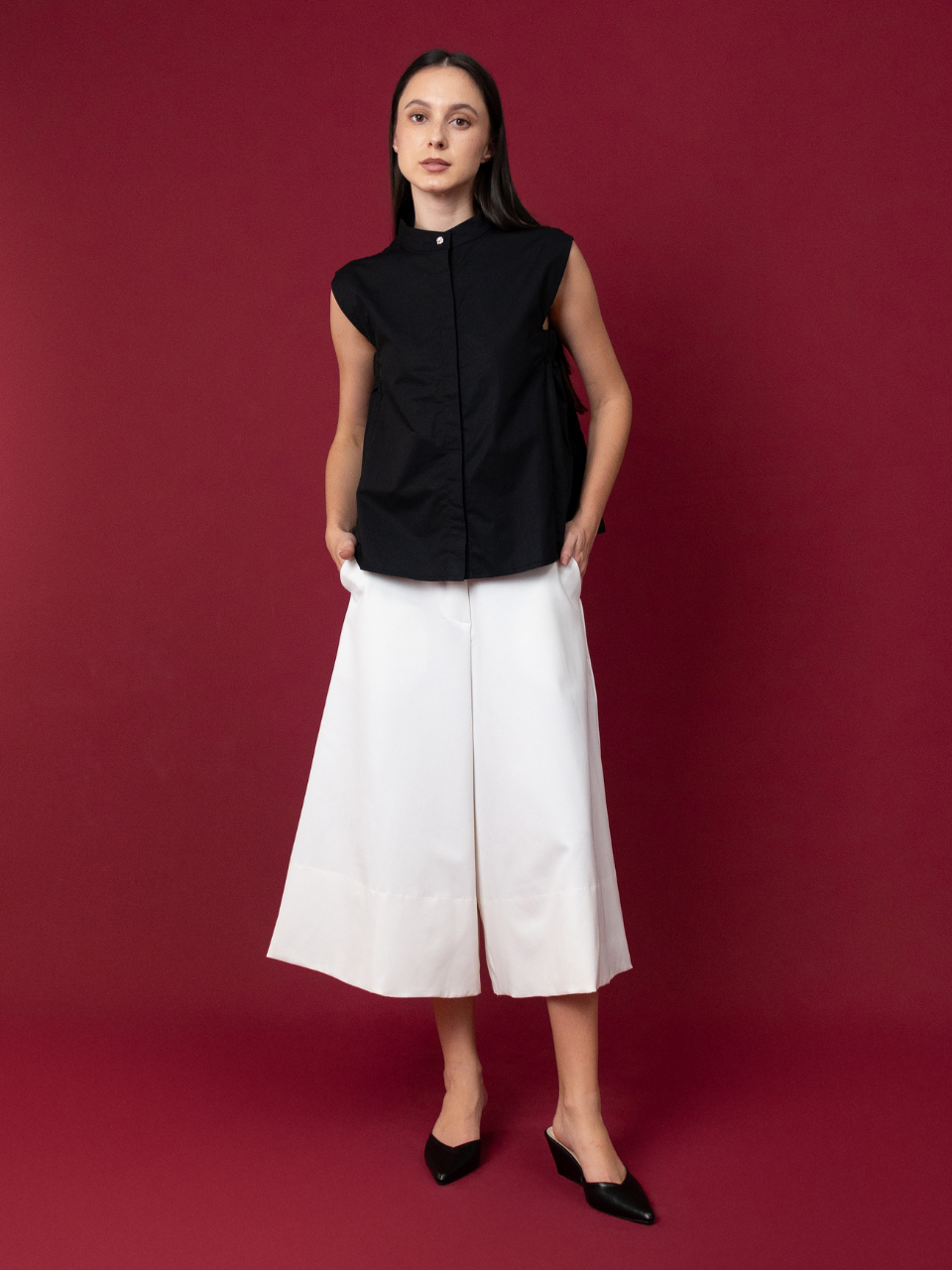 ANKARA- Kin Mandarin Collar Sleeveless Shirt