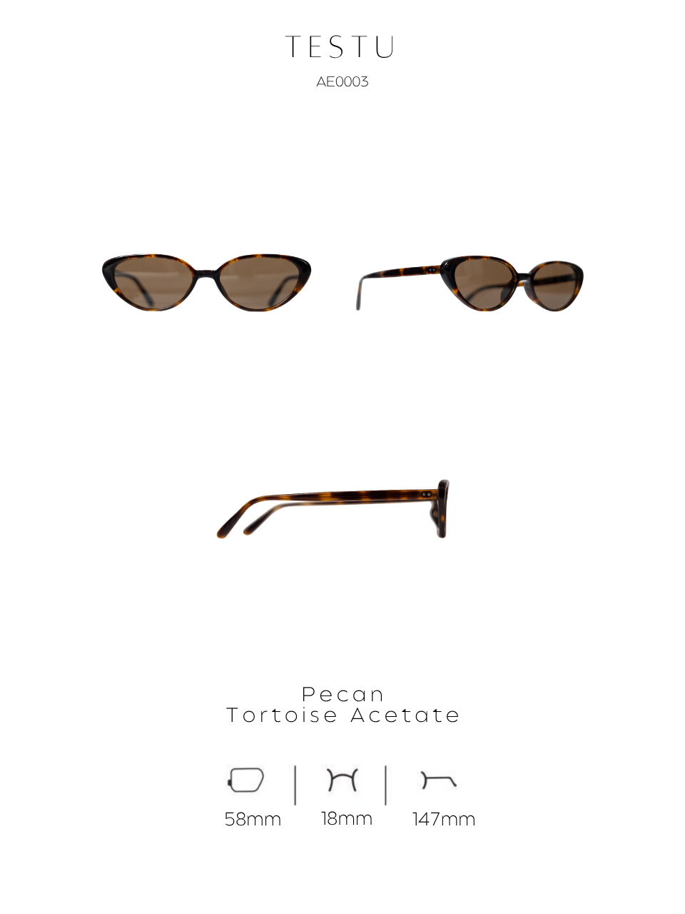 ANKARA Eyewear - TESTU Pecan Tortoise Acetate Cat-eye Sunglasses