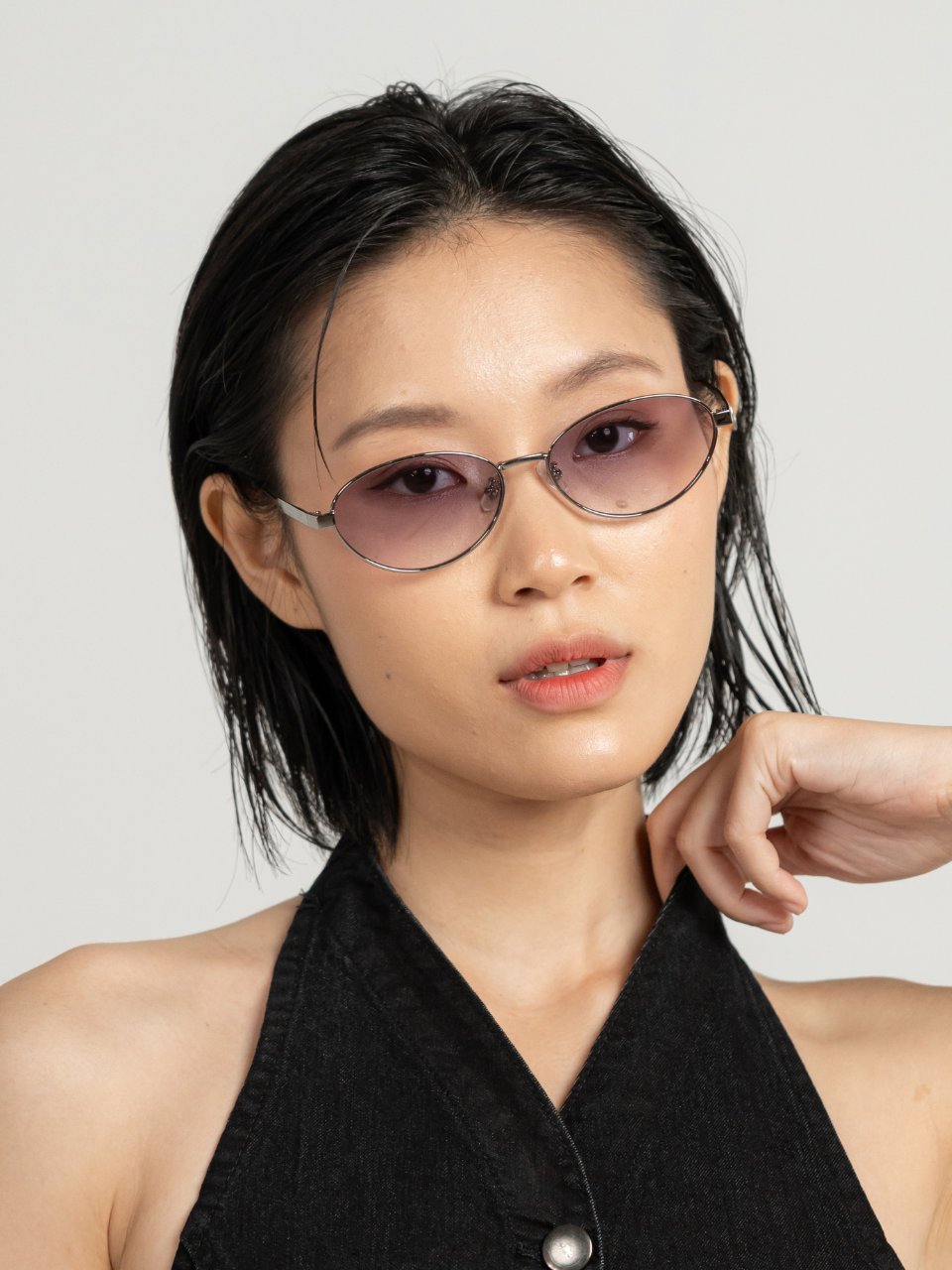 ANKARA Eyewear - ASTRA Lavender Smoke Lens with Silver Cat-eye White Copper Frame Sunglasses