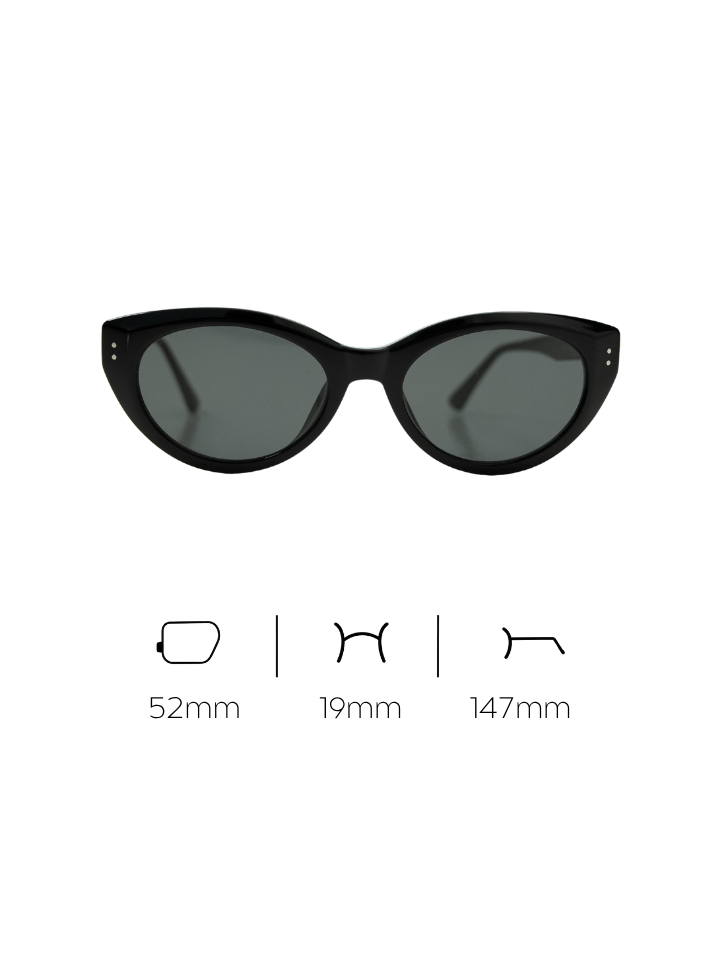 ANKARA Eyewear - SILVA Black Lens with Black Acetate Cat-eye Sunglasses