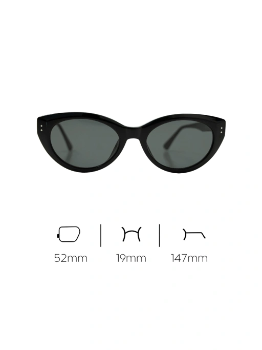 ANKARA Eyewear - SILVA Black Lens with Black Acetate Cat-eye Sunglasses