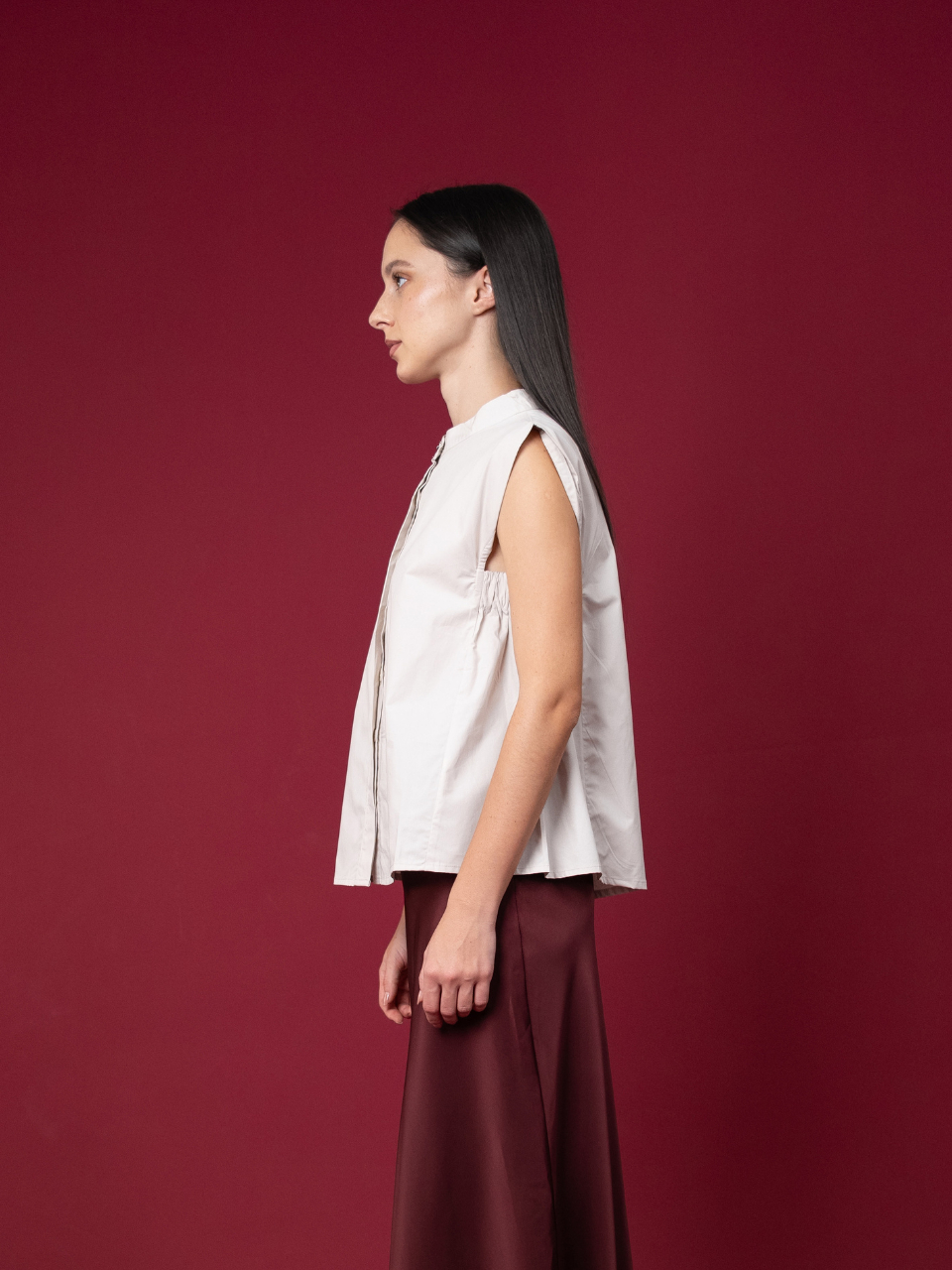 ANKARA- Kin Mandarin Collar Sleeveless Shirt