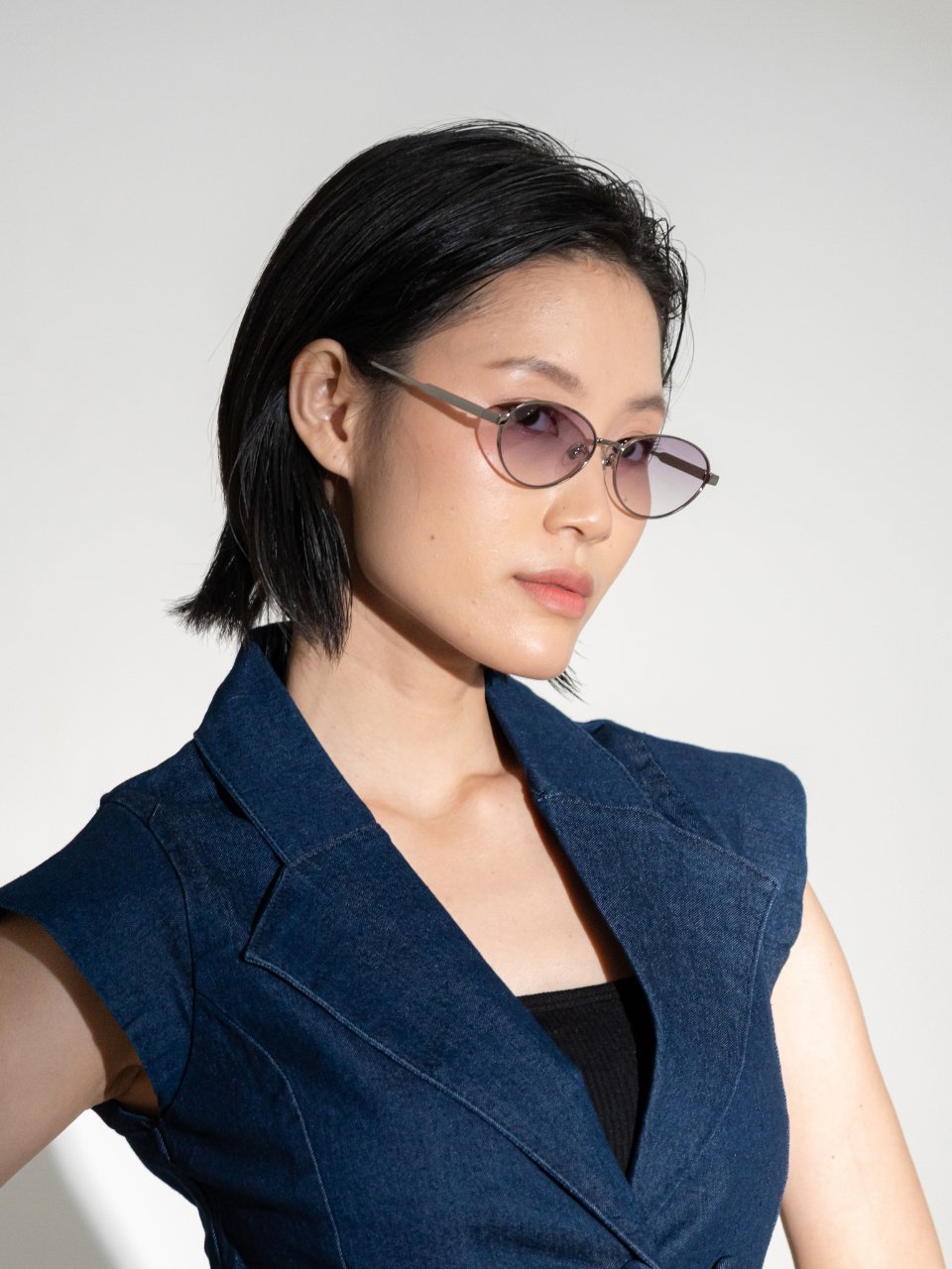 ANKARA Eyewear - ASTRA Lavender Smoke Lens with Silver Cat-eye White Copper Frame Sunglasses