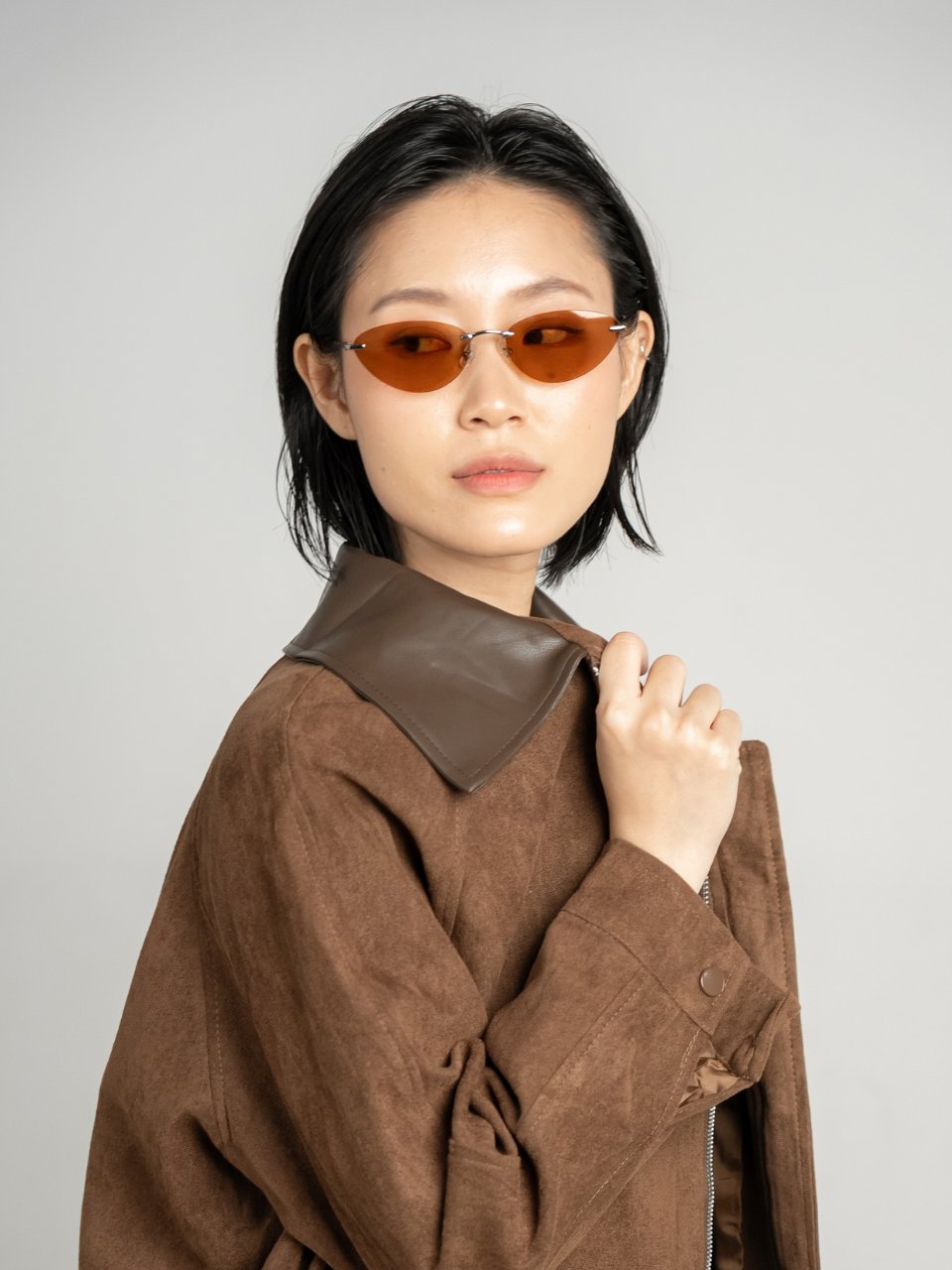 ANKARA Eyewear - HARUN Amber Resin Lens with Tangerine Tortoise Cat-eye Copper Frame Sunglasses