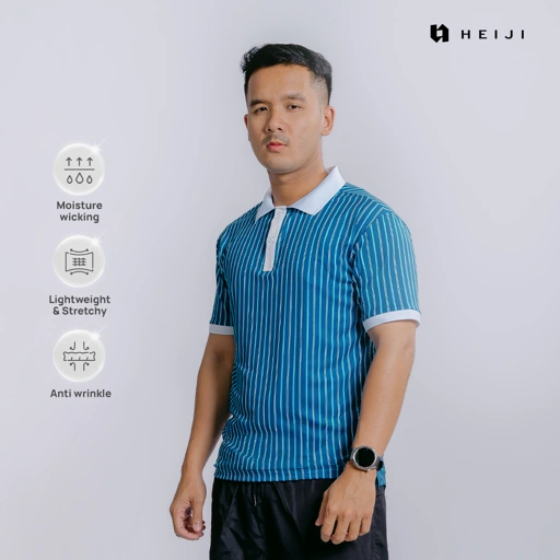 HEIJI - COURT SoftPace Polo Shirt | Kaos polo olahraga tenis padel golf pria | Lightweight, Moisture wicking, Stretchy