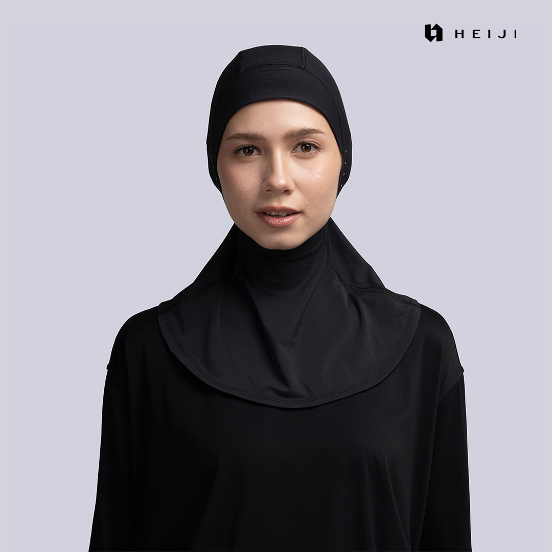 HEIJI - FLOW AirFit Sport Hijab Short | Hijab olahraga wanita pendek dengan serutan yoga pilates running | Ultra-lightweight, Adjustable toggle, Secure