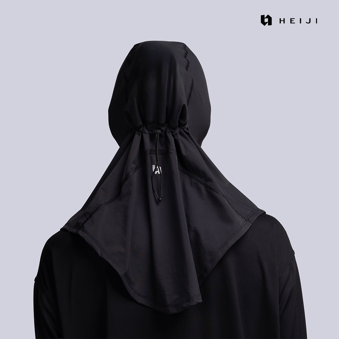 HEIJI - FLOW AirFit Sport Hijab Short | Hijab olahraga wanita pendek dengan serutan yoga pilates running | Ultra-lightweight, Adjustable toggle, Secure
