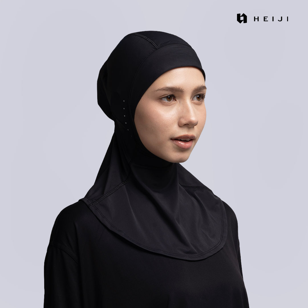 HEIJI - FLOW AirFit Sport Hijab Short | Hijab olahraga wanita pendek dengan serutan yoga pilates running | Ultra-lightweight, Adjustable toggle, Secure