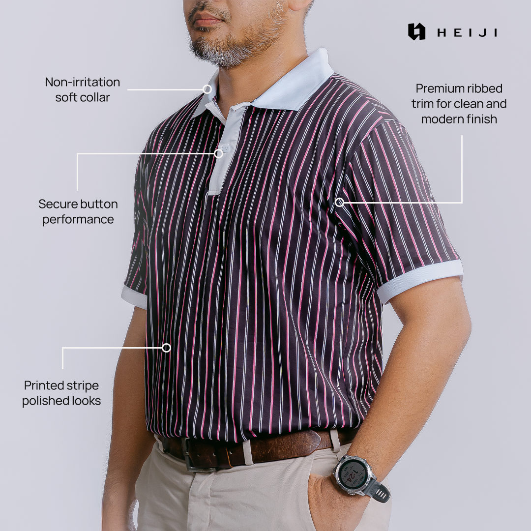 HEIJI - COURT SoftPace Polo Shirt | Kaos polo olahraga tenis padel golf pria | Lightweight, Moisture wicking, Stretchy