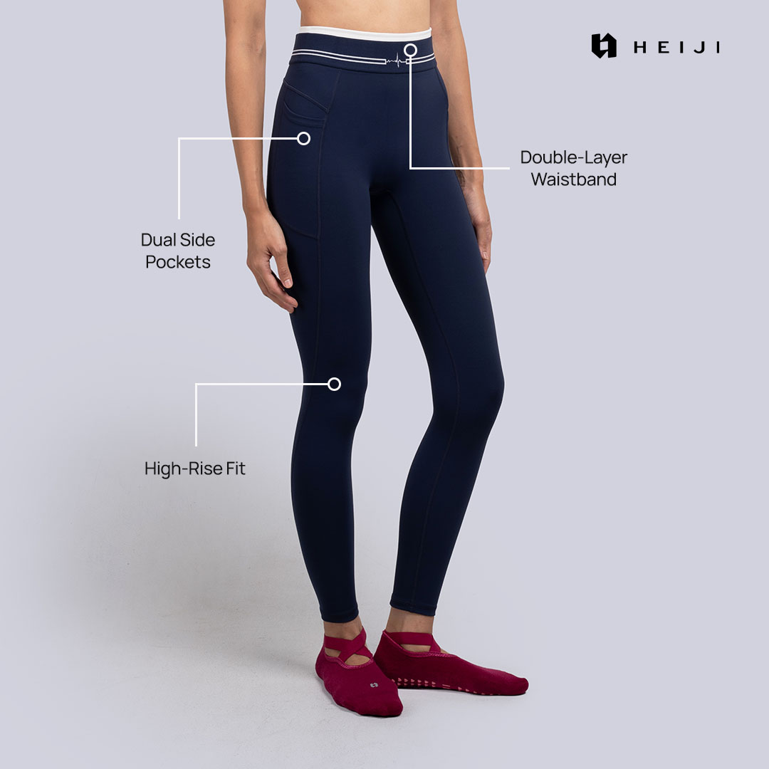 HEIJI - FLOW SoftFit Pocket Leggings | Legging olahraga wanita high compression yoga pilates | High double waistband, Dual side pocket, Sculpting