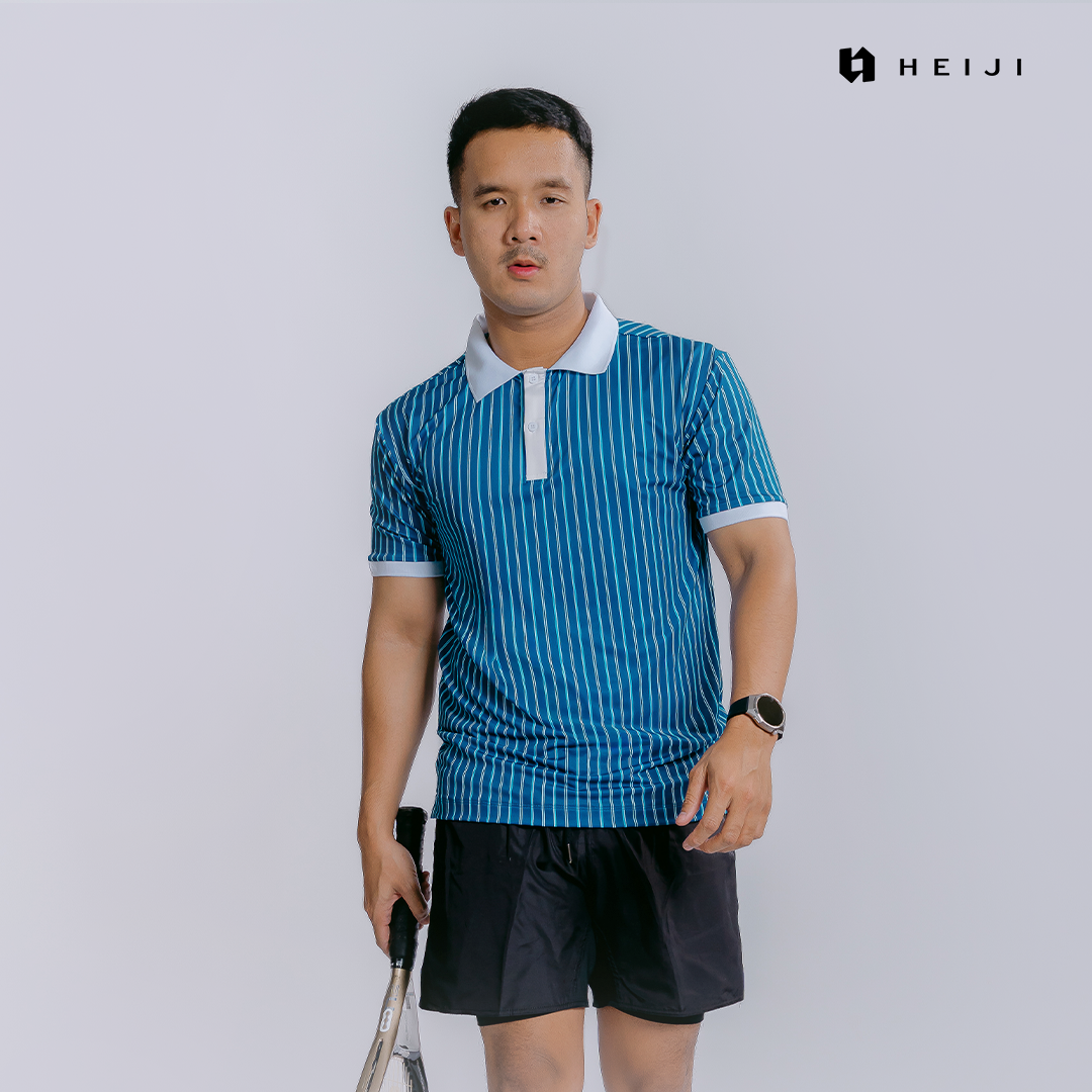 HEIJI - COURT SoftPace Polo Shirt | Kaos polo olahraga tenis padel golf pria | Lightweight, Moisture wicking, Stretchy