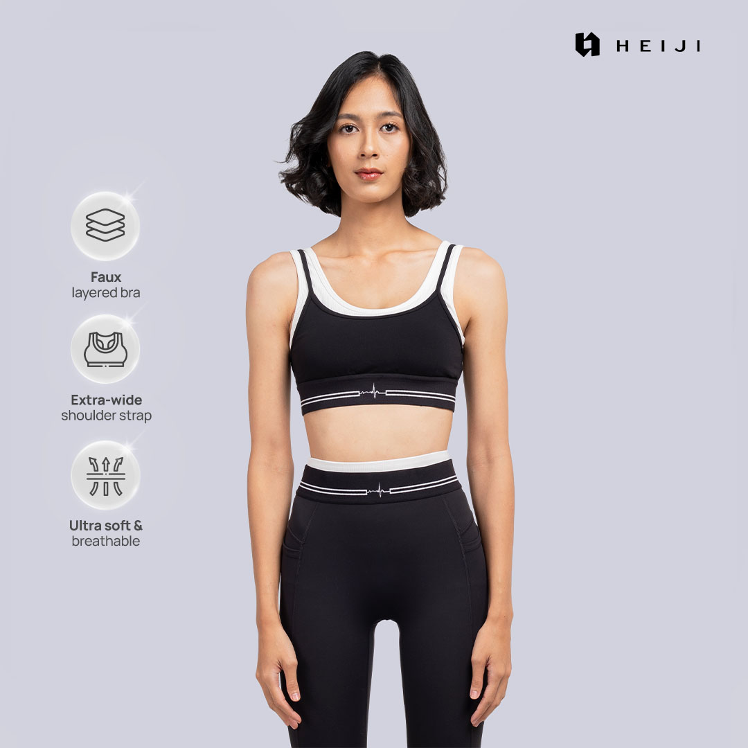 HEIJI - FLOW SoftLayer Bra Top | Sports bra olahraga wanita yoga pilates | Ultra soft, Push up bra, Comfortable shoulder strap, Breathable