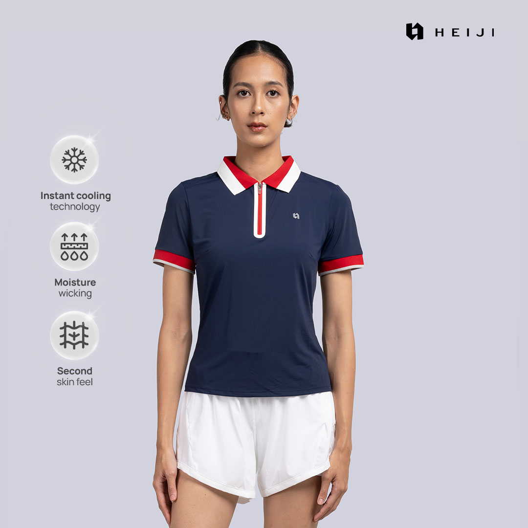 HEIJI - COURT CoolPace Polo Shirt | Kaos polo olahraga wanita tenis padel | Breathable, Moisture wicking, Silky smooth