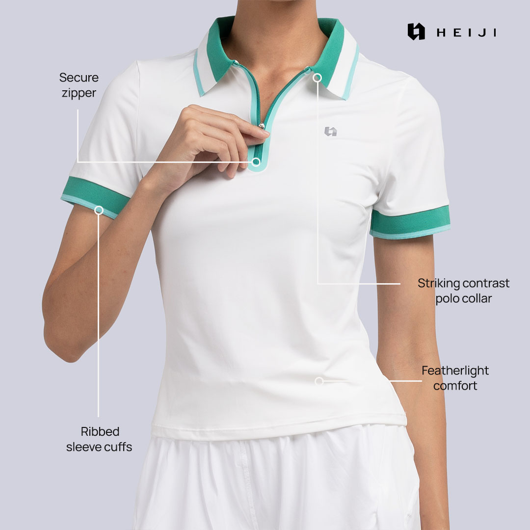 HEIJI - COURT CoolPace Polo Shirt | Kaos polo olahraga wanita tenis padel | Breathable, Moisture wicking, Silky smooth