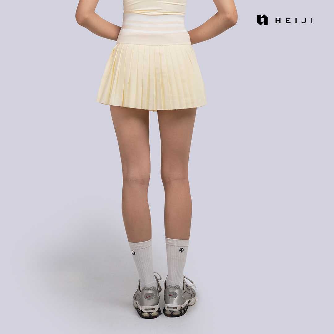 HEIJI - COURT SoftPace Pleated Skirt | Rok olahraga wanita tenis padel | Built-in inner short with pocket, Wide stretchy waistband, Anti-roll technology
