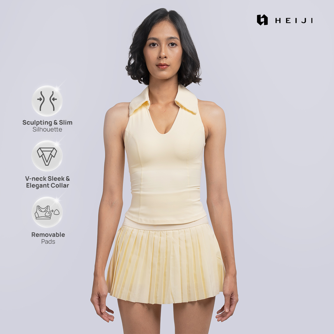 HEIJI - COURT SoftPace V-Neck Top | Baju olahraga wanita tenis padel | Buttery soft, Super stretch, Elegant look