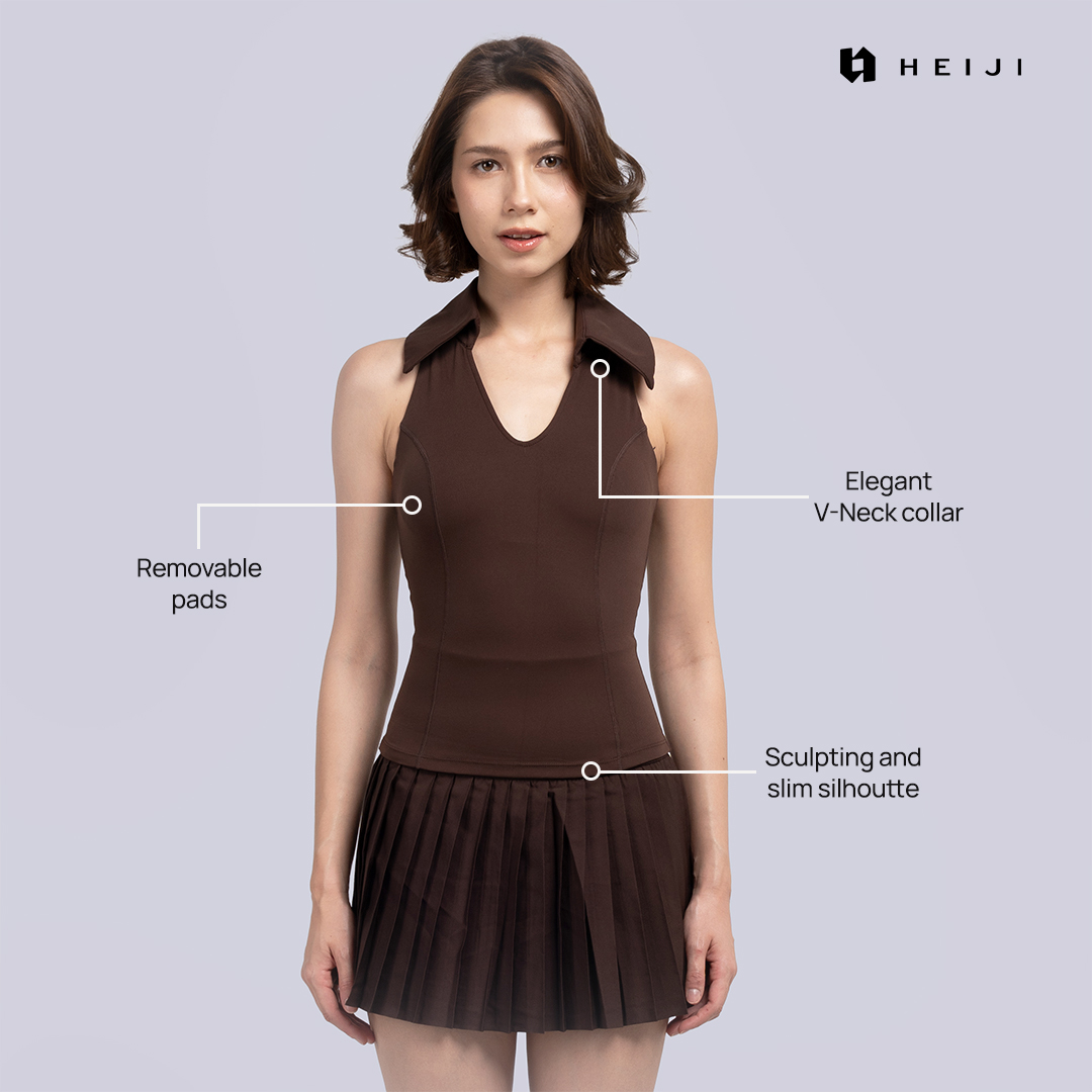 HEIJI - COURT SoftPace V-Neck Top | Baju olahraga wanita tenis padel | Buttery soft, Super stretch, Elegant look