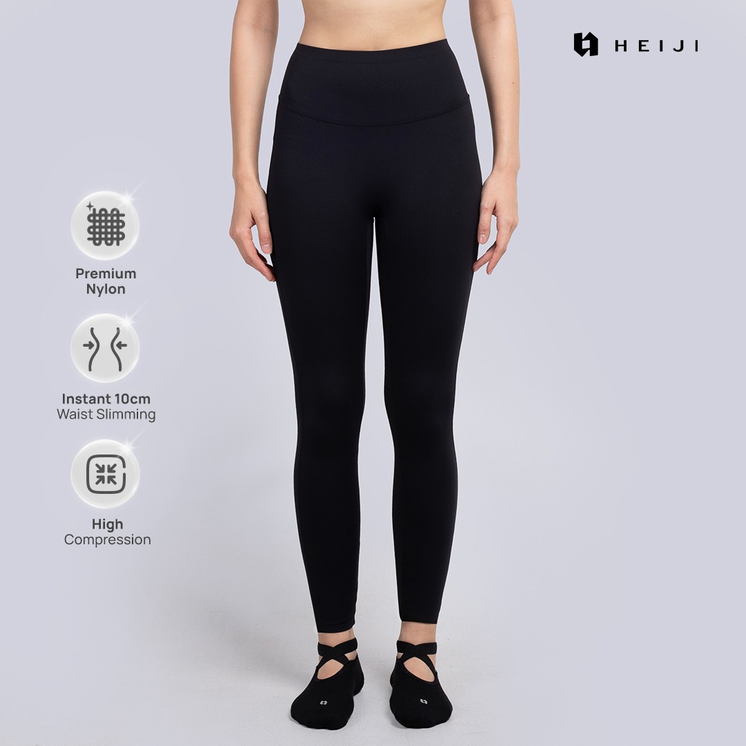 HEIJI - FLOW High Sculpting Legging | Legging olahraga wanita hitam high compression yoga pilates | Matte finish, Hip & Butt Lifting, Sculpting & Compression fit