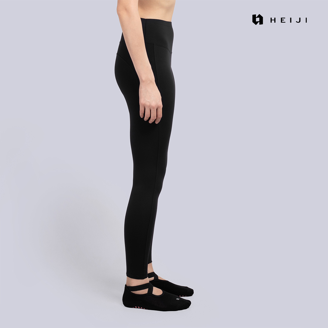 HEIJI - FLOW High Sculpting Legging | Legging olahraga wanita hitam high compression yoga pilates | Matte finish, Hip & Butt Lifting, Sculpting & Compression fit