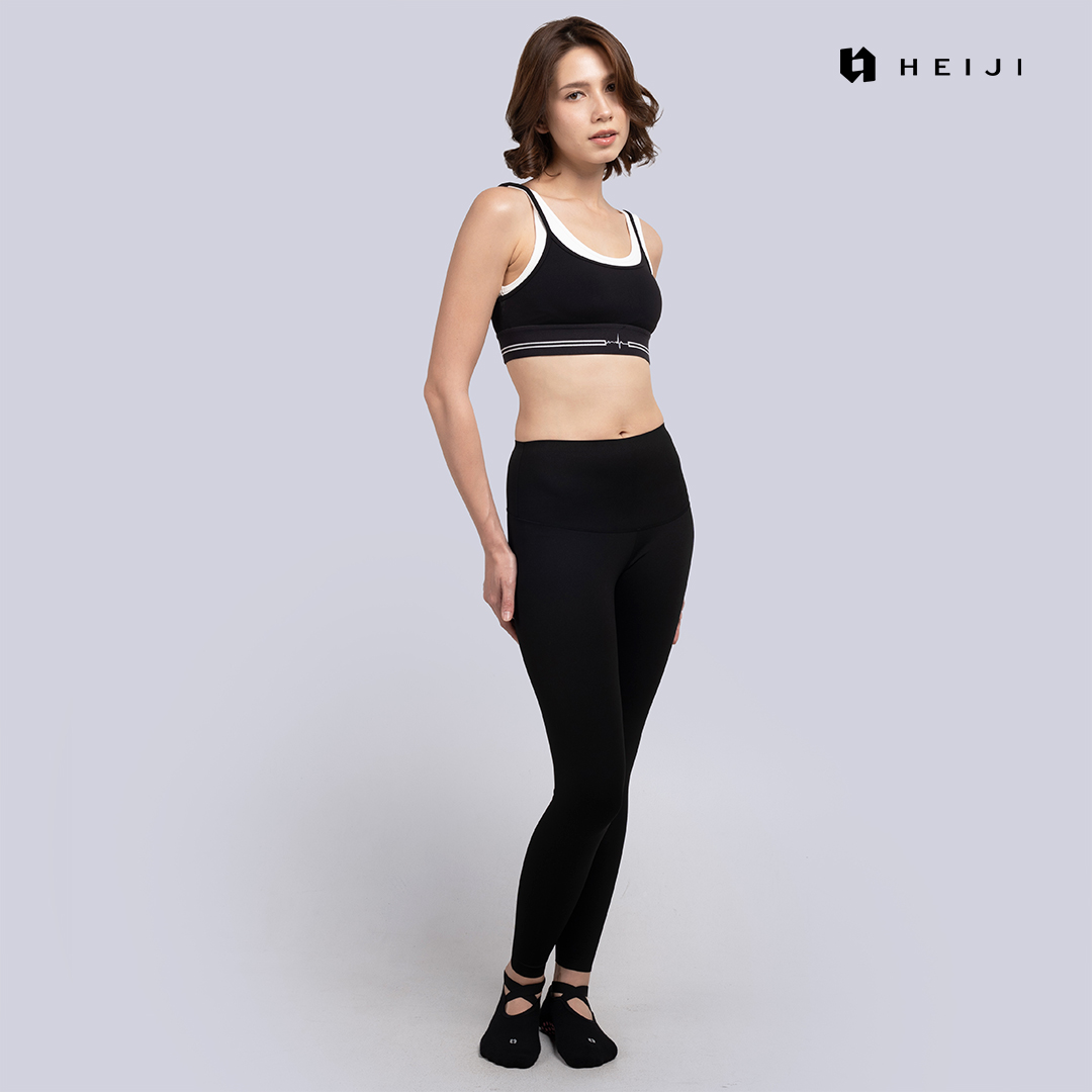 HEIJI - FLOW High Sculpting Legging | Legging olahraga wanita hitam high compression yoga pilates | Matte finish, Hip & Butt Lifting, Sculpting & Compression fit