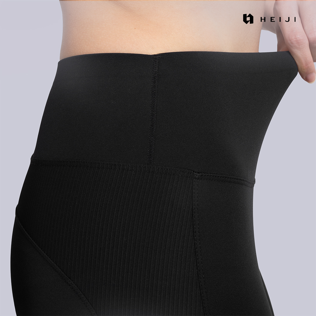 HEIJI - FLOW High Sculpting Legging | Legging olahraga wanita hitam high compression yoga pilates | Matte finish, Hip & Butt Lifting, Sculpting & Compression fit