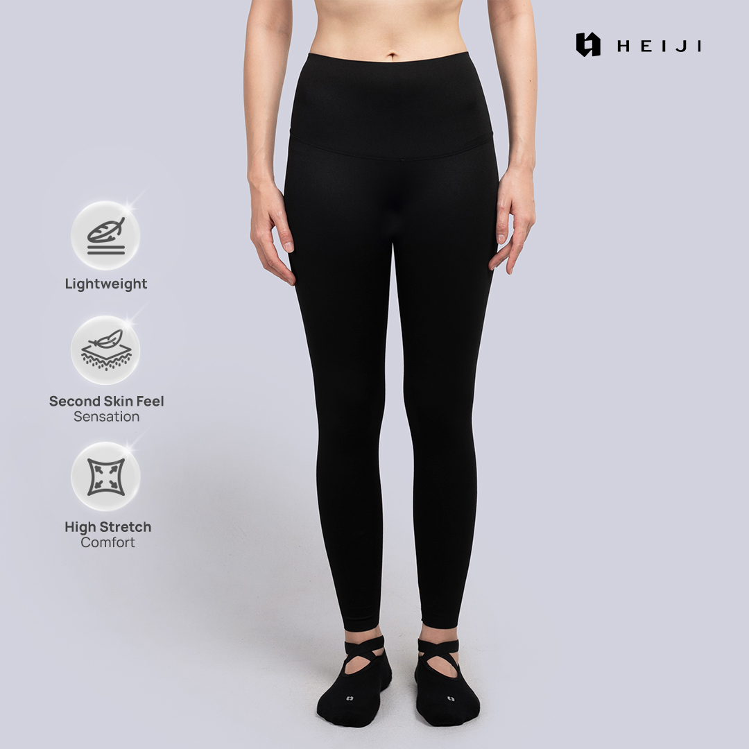 HEIJI - STYLE Soft Support Legging | Legging olahraga wanita hitam | Ultra soft Nylon fabric, High stretch & Lightweight