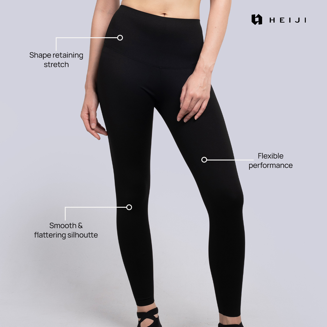 HEIJI - STYLE Soft Support Legging | Legging olahraga wanita hitam | Ultra soft Nylon fabric, High stretch & Lightweight