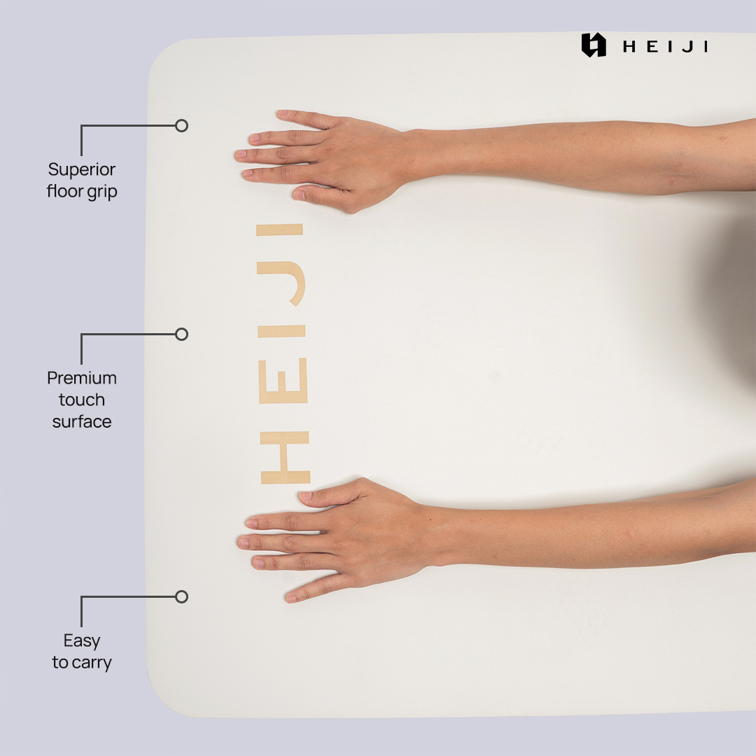 HEIJI - FLOW Support Move Yoga Mat | Yoga Mat bahan PU dan Natural Rubber 4.6mm | Ultra grip, Anti slip, Durable comfortable cushioning