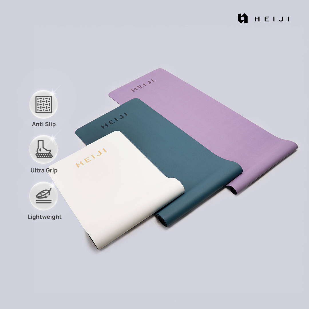 HEIJI - FLOW Support Move Yoga Mat | Yoga Mat bahan PU dan Natural Rubber 4.6mm | Ultra grip, Anti slip, Durable comfortable cushioning