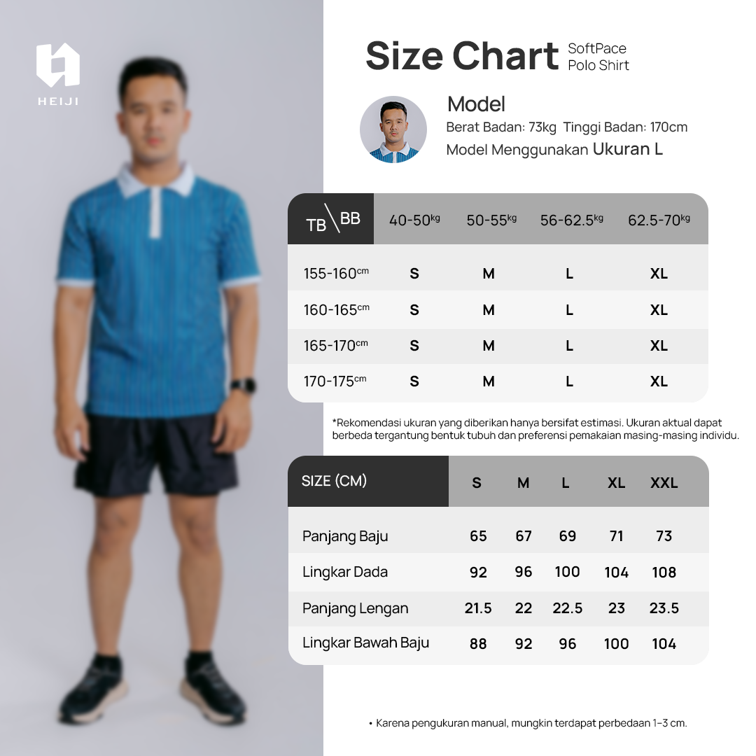 HEIJI - COURT SoftPace Polo Shirt | Kaos polo olahraga tenis padel golf pria | Lightweight, Moisture wicking, Stretchy