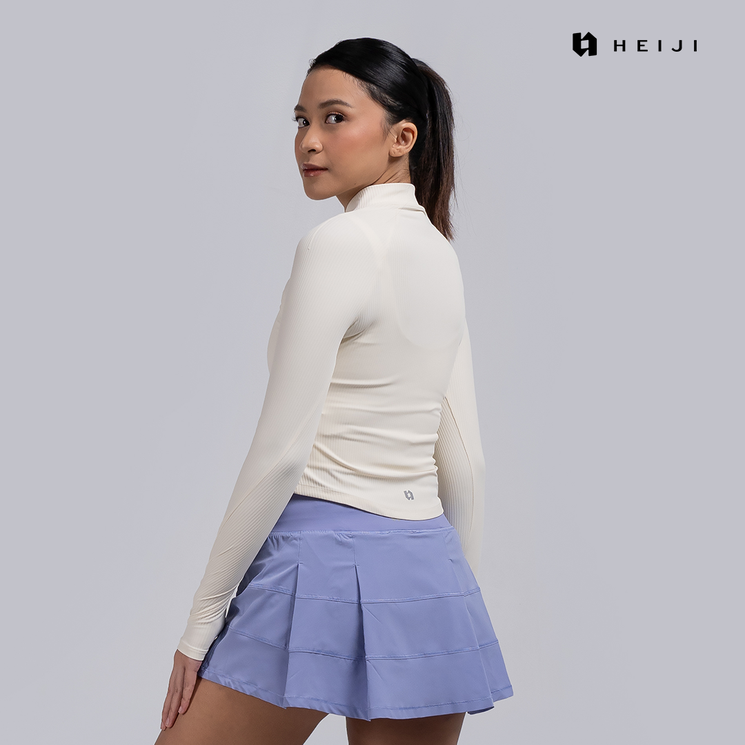 HEIJI - COURT FormEdge Zip Top 2.0 | Baju olahraga wanita lengan panjang tenis padel | Upgraded premium Nylon, Thumbhole, Ultra-soft rib knit